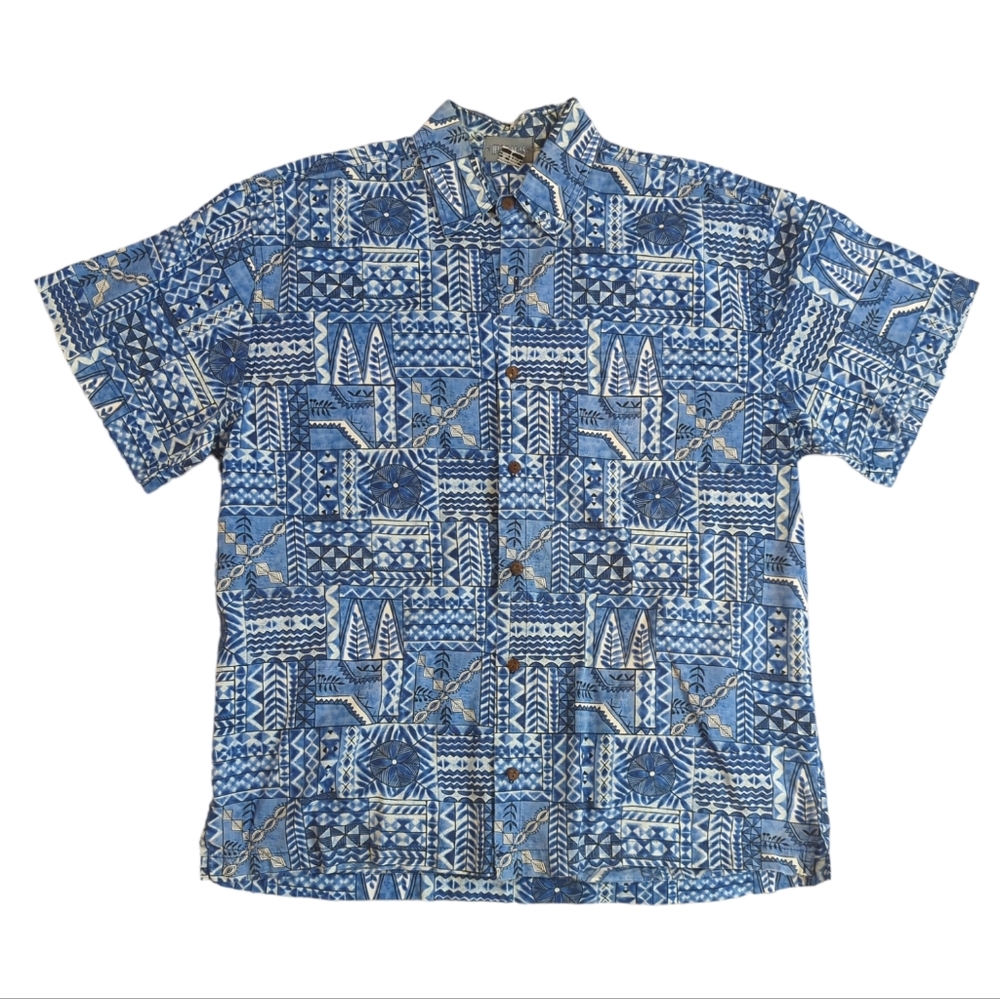 High Seas Trading Co Hawaiian shirt, short sleeves button up, men's large